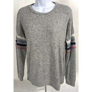 Pink Rose Top Size S Gray Round Neck White Blue Pink Stripes on Long Sleeves